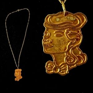 Vintage 1940s French Made Retro Lady Necklace